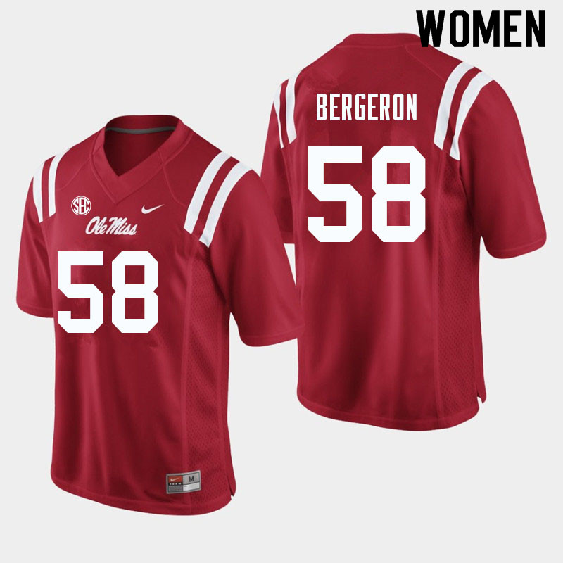 John Bergeron Ole Miss Rebels NCAA Women's Red #58 Stitched Limited College Football Jersey ORO7058QI